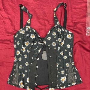 NWT Rockabilly pin-up Corset Story vintage sexy overbust top/costume daisy
